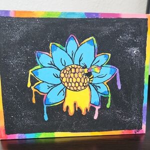 Abstract Flower Art on Canvas Hand Painted